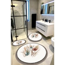 Ardizayn Pampas, Kaymaz Pamuk Taban Yuvarlak Banyo Halısı (40 x 60 - 60 x 60 - 100 x 100 cm 3'lü)