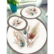 Ardizayn Pampas, Kaymaz Pamuk Taban Yuvarlak Banyo Halısı (40 x 60 - 60 x 60 - 100 x 100 cm 3'lü)