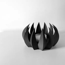 Tematik Tasarımlı Siyah Mumluk - 2'li Mum Dahil