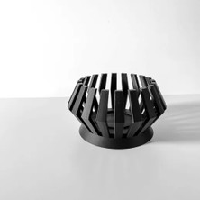 Çizgisel Boşluklu Tasarımlı Modern Siyah Mumluk - 2'li - Mum Dahil