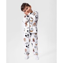 Bolly Baby Bebek Pijama Takımı Sevimli Hayvanlar Desenli Kruvaze Yakalı Bebek Takımı