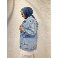 My Magazin Magazin Denim Kot Ceket Taşlı Mavi