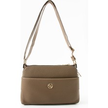 Morpelikan Kadın  Ayarlanabilir Çapraz Askılı 4 Bölmeli ve Metal Fermuarlı Omuz Çantası