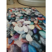 Ardizayn Renkli Taş Desenli 70X120 cm Kaymaz Pamuk Taban Banyo Halısı, Paspası