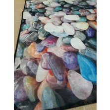Ardizayn Renkli Taş Desenli 70X120 cm Kaymaz Pamuk Taban Banyo Halısı, Paspası