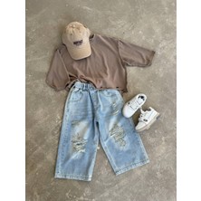 Unisex 4 Mevsimlik Yırtmaçlı Kot Denim