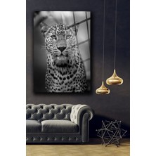 Marsilyan Siyah Beyaz Çita Cam Tablo Duvar Dekarasyonu