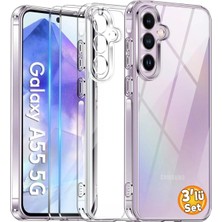 Etiget Samsung Galaxy A55 Kılıf Şeffaf Silikon + 2 Adet Cam Ekran Koruyucu Seti