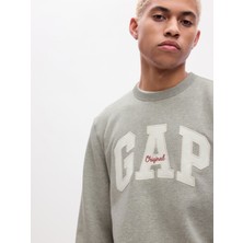 Gap Erkek Gri Gap Logo Bisiklet Yaka Sweatshirt