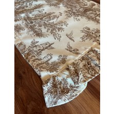 Premium Runner Fırfırlı & Fransız Köylüleri Desenli Kumaş Runner - Vintage ve Şık Set