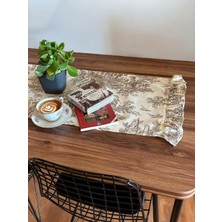 Premium Runner Fırfırlı & Fransız Köylüleri Desenli Kumaş Runner - Vintage ve Şık Set