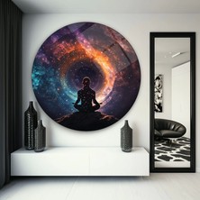 Meditasyon Sanatsal Yuvarlak Cam Tablo
