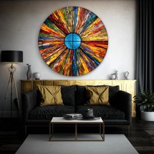 Renklerin Senfonisi Sanatsal Yuvarlak Cam Tablo