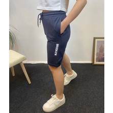 Superlife  Kadın Rahat Kalıp Beli Lastikli Cepli Basklı Şort SPR24SRK208