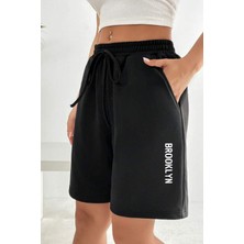 Superlife Süperlife Kadın Rahat Kalıp Beli Lastikli Cepli Basklı Şort SPR24SRK208