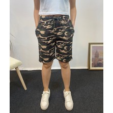 Superlife  Kadın Rahat Kalıp Beli Lastikli Cepli Basklı Şort