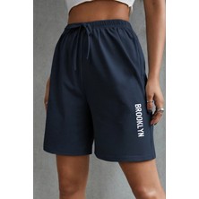 Superlife Süperlife Kadın Rahat Kalıp Beli Lastikli Cepli Basklı Şort SPR24SRK208