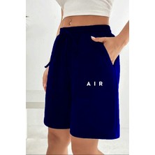 Superlife Süperlife Kadın Rahat Kalıp Beli Lastikli Cepli Basklı Şort