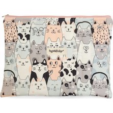 Ayza Stüdyo Pofuduk Kitap Kılıfı, Kitap Çantası, Apple iPad/tablet Aksesuar Çantası (30X24CM) - Cute Cats