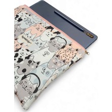 Ayza Stüdyo Pofuduk Kitap Kılıfı, Kitap Çantası, Apple iPad/tablet Aksesuar Çantası (30X24CM) - Cute Cats