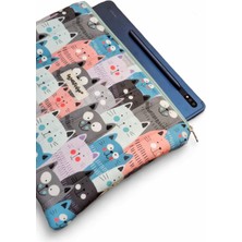 Ayza Stüdyo Pofuduk Tablet Kılıfı, Tablet Çantası, iPad Çantası (30X24 cm) - Gece Kediler