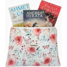 Ayza Stüdyo Pofuduk Kitap Kılıfı, Kitap Çantası, Apple iPad/tablet Aksesuar Çantası (30X24CM) - Red Roses