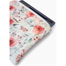Ayza Stüdyo Pofuduk Kitap Kılıfı, Kitap Çantası, Apple iPad/tablet Aksesuar Çantası (30X24CM) - Red Roses