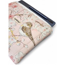 Pofuduk Tablet Kılıfı, Tablet Çantası, iPad Çantası - (30X24CM) - Sakura Serçeler