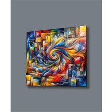 Marsilyan Renklerin Senfonisi Soyut Harmoni Cam Tablo Hediyelik Büyük Tablo Ev Ofis Dekoru