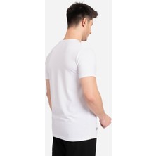 Bafk Al Erkek Beyaz  Pamuk Regular Fit Düz Kesim Bisiklet Yaka Basic Tişört