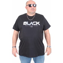 Moc Grande Erkek Büyük Beden Sıfır Yaka Tişört Black 25176 Sıyah