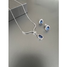 Zeta Jewel 925 Ayar Gümüş Damla Model Gümüş Tanzanit Set
