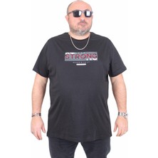 Moc Grande Erkek Büyük Beden Sıfır Yaka Tişört Strong 25167 Sıyah