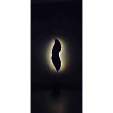 Tüy Aplik Ledli Pilli Dekoratif Duvar Aydınlatma - Şık Ve Modern Tasarım - (60*16  cm )