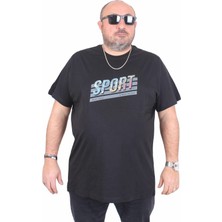 Moc Grande Erkek Büyük Beden Sıfır Yaka Tişört Sport 25162 Sıyah
