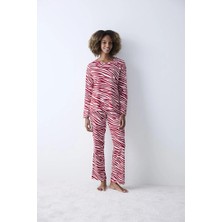 Penti Pamuklu Red Zebra Kırmızı Pantolon Pijama Takımı