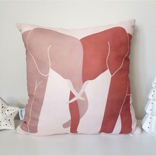 Minimalist Sevgi Dolu Filler Silüet Tasarımlı Kırlent Kılıfı 43 x 43  cm