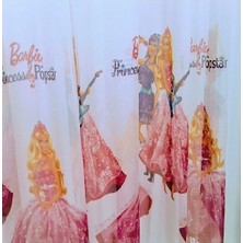 Taç Lisanslı Barbıe The Prıncess The Popstar Tül PERDE-180  cm  x 200  cm -Pilesiz