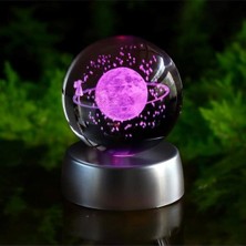 Keyfim Shop Dekoratif 3D Satürn Kız Samanyolu Renk Değiştiren Işıklı Kristal Küre