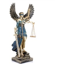 Dekoratif Kanatlı Themis Adalet Kadını Heykeli Biblo 30*12 cm