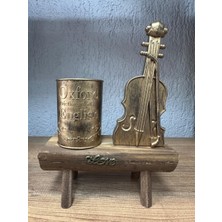 Isme Özel Dekoratif Keman Tasarımlı Kalemlikli