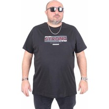 Starbattal Erkek Büyük Beden Sıfır Yaka Tişört Strong 25167 Sıyah