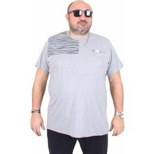 Starbattal Erkek Büyük Beden Sıfır Yaka Tişört Want 25160 Grı Melanj