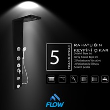 Flow Yapı Venüs Siyah Şelaleli Masajlı Duş Paneli - Dikey Jakuzi - Robot Duş - El Duşu - Lüx Duş