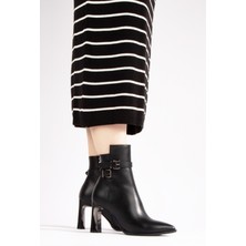 Nemesis Shoes Fermuarlı Topuklu Kadın Bot Siyah