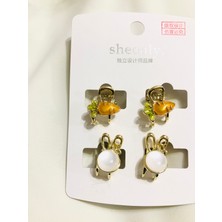 Deniz's Accessories Tavşan ve Havuç Figürlü 4'lü Mandal Toka