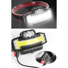 Gampus Şarj Edilebilir Kafa Lambası, 5 Modlu Balıkçılık Farı, Dahili Pil, Kamp ve Yürüyüş Için Güçlü Işık