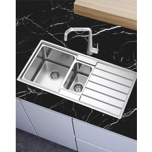 Mermer Desenli Mutfak Tezgah Üstü Yapışkanlı Folyo Siyah Dekoratif Duvar Kağıdı 5 Metre