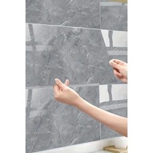 Plastik Mermer Desenli 15 x 7  cm  1 Adet Yapışkanlı Mermer Desen Su Geçirmez Gri