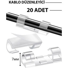Gampus 20LI Şeffaf Kablo Sabitleyici Düzenleyici Klips Duvar Fayans Cam Yapışkanlı Kablo Tutucu